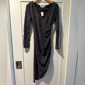 Almost Famous Black Shimmer Long Sleeve Dress